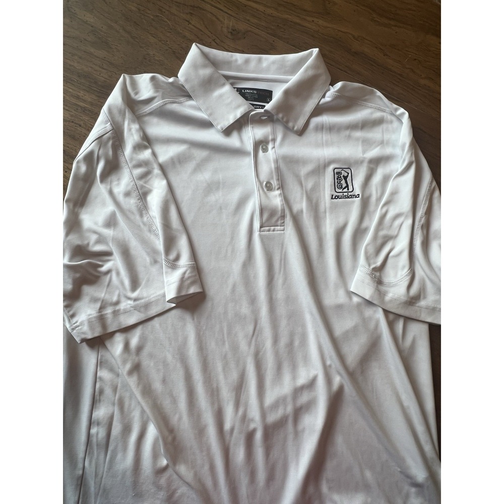 TPC Louisiana Embroidered Logo Men’s White Polo Shirt